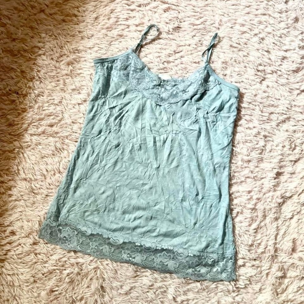 Vintage Y2K Lace Came Tank Womens L Bella Swan 2000s Aesthetic Angel‎ Feminine